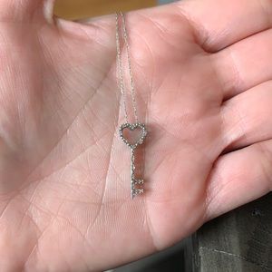 Zales diamond and white gold key necklace